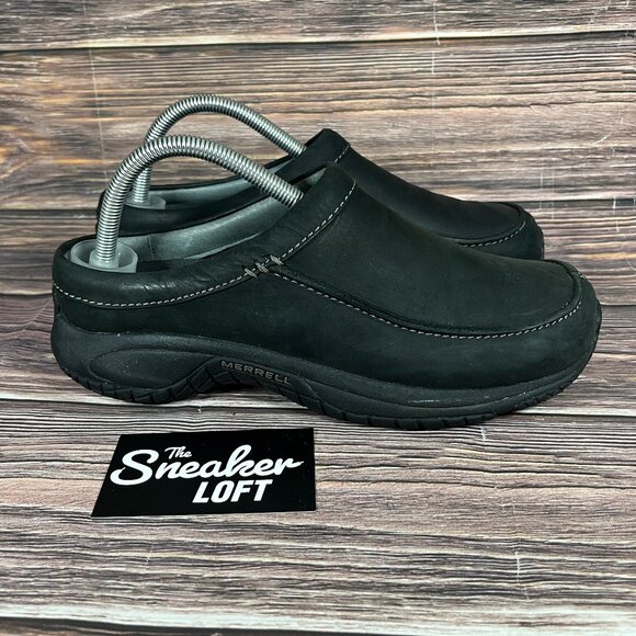 Merrell Men's Encore Slide Black Leather Slip On Shoes - Picture 1 of 8